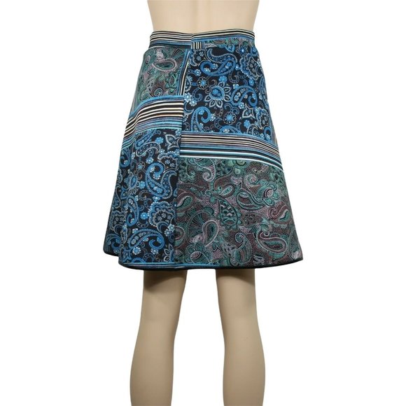 Clover Canyon NWT Blue Knee Length Paisley Stripe Skirt Small - Picture 4 of 5